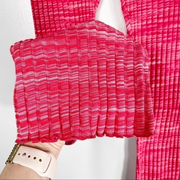 ZARA Pink Ribbed High Rise Flare Pull On Pants Size Medium - Picture 6 of 10